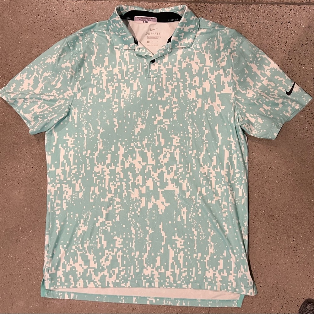 Nike Shirt Men’s Polo Short Sleeve Blue Camouflage Vapor Golf Camo Teal Medium